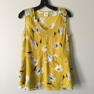 Cabi Chartreuse Floral Blouse